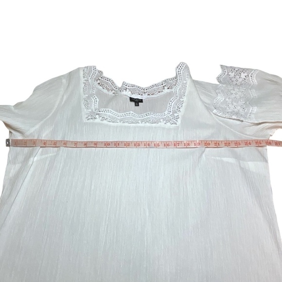 TALBOTS 100% Cotton Lace Trimmed Mini Dress / Beach Coverup 3/4 Sleeves US Sz 2X - Picture 6 of 9